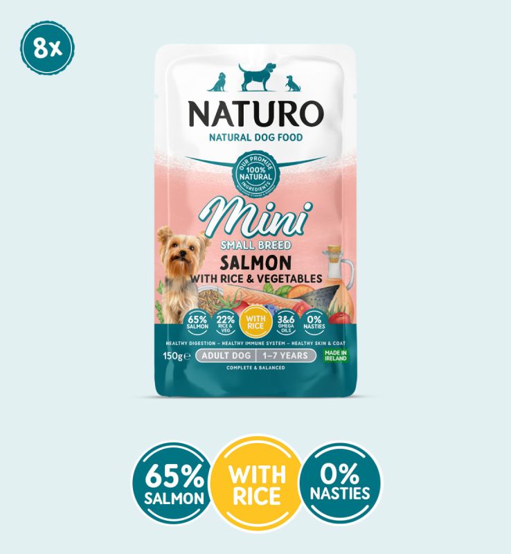 Adult Mini Dog Salmon with Rice and Vegetables Pouch 150g x 8